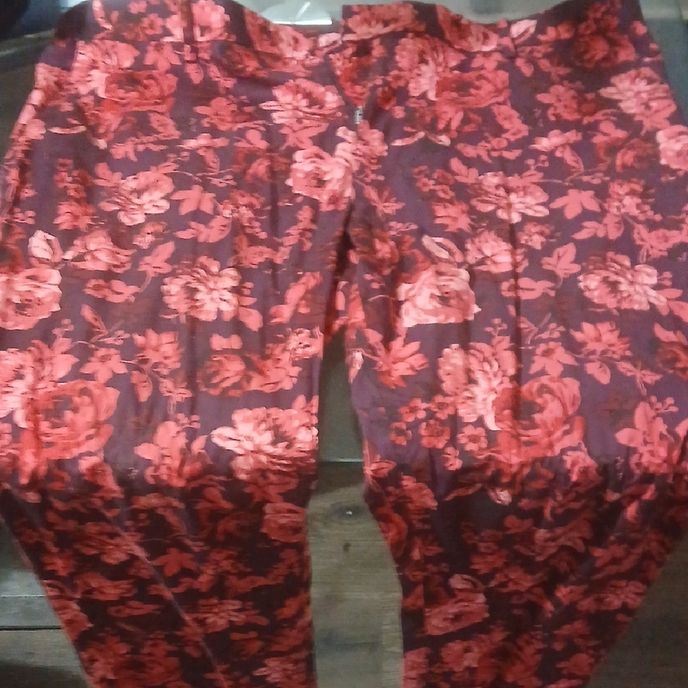 INC International Concepts Red Floral Dress Pants